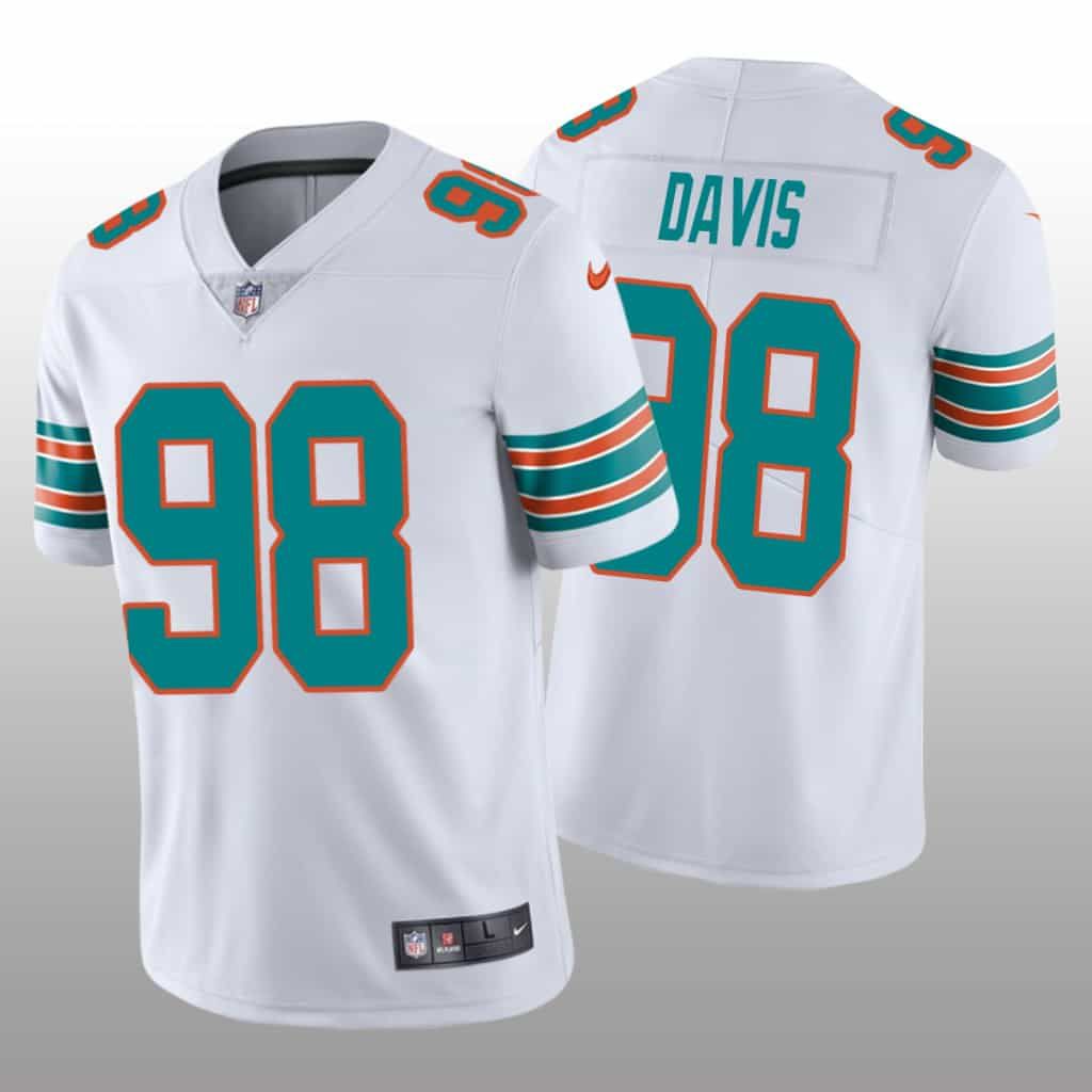 Men Miami Dolphins #98 Raekwon Davis Nike White Alternate Limited NFL Jersey